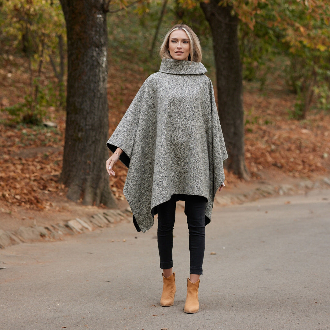 Irish Donegal Tweed Square Collar Cape / Poncho - Extra Long