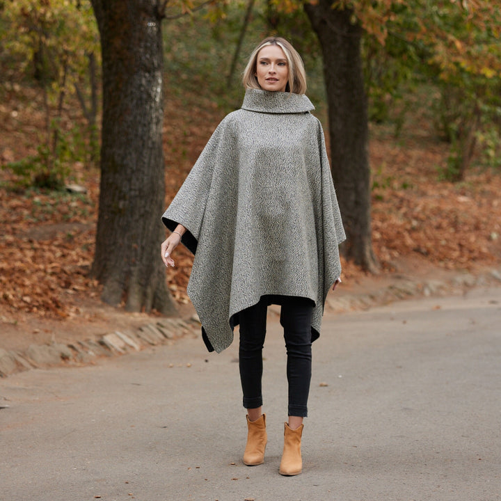 Irish Donegal Tweed Square Collar Cape / Poncho - Extra Long