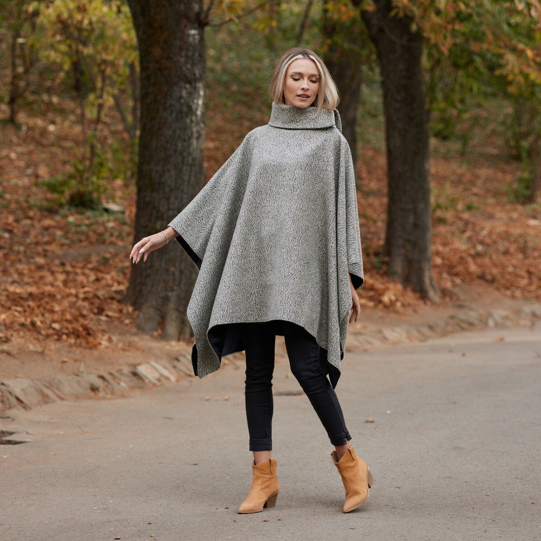 Irish Donegal Tweed Square Collar Cape / Poncho - Extra Long