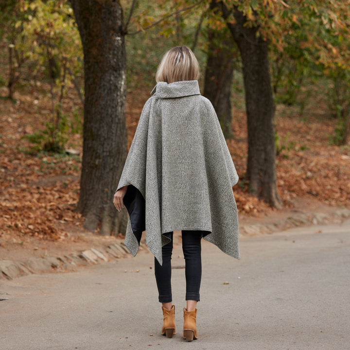 Irish Donegal Tweed Square Collar Cape / Poncho - Extra Long