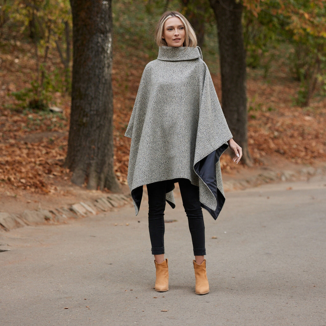 Irish Donegal Tweed Square Collar Cape / Poncho - Extra Long