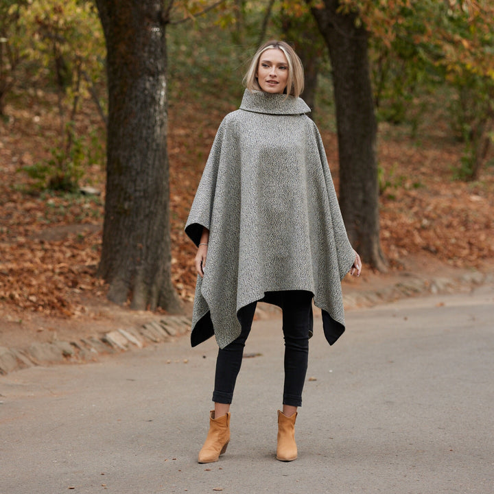 Irish Donegal Tweed Square Collar Cape / Poncho - Extra Long