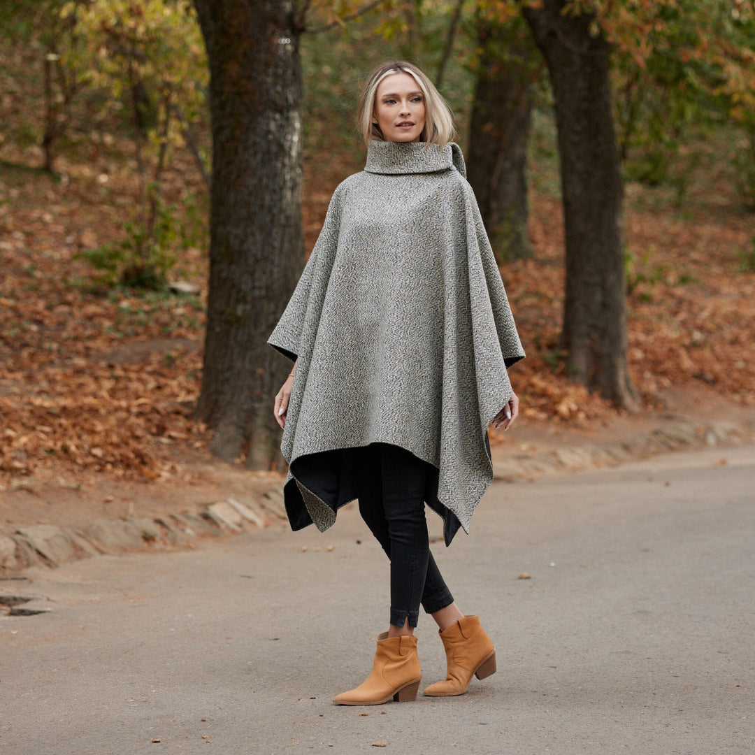 Irish Donegal Tweed Square Collar Cape / Poncho - Extra Long