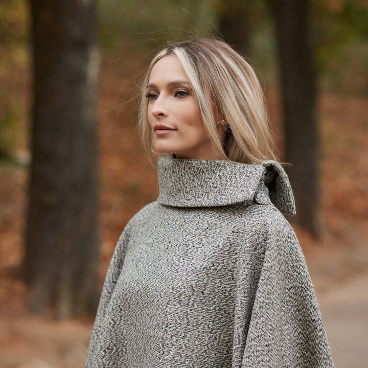 Irish Donegal Tweed Square Collar Cape / Poncho - Extra Long