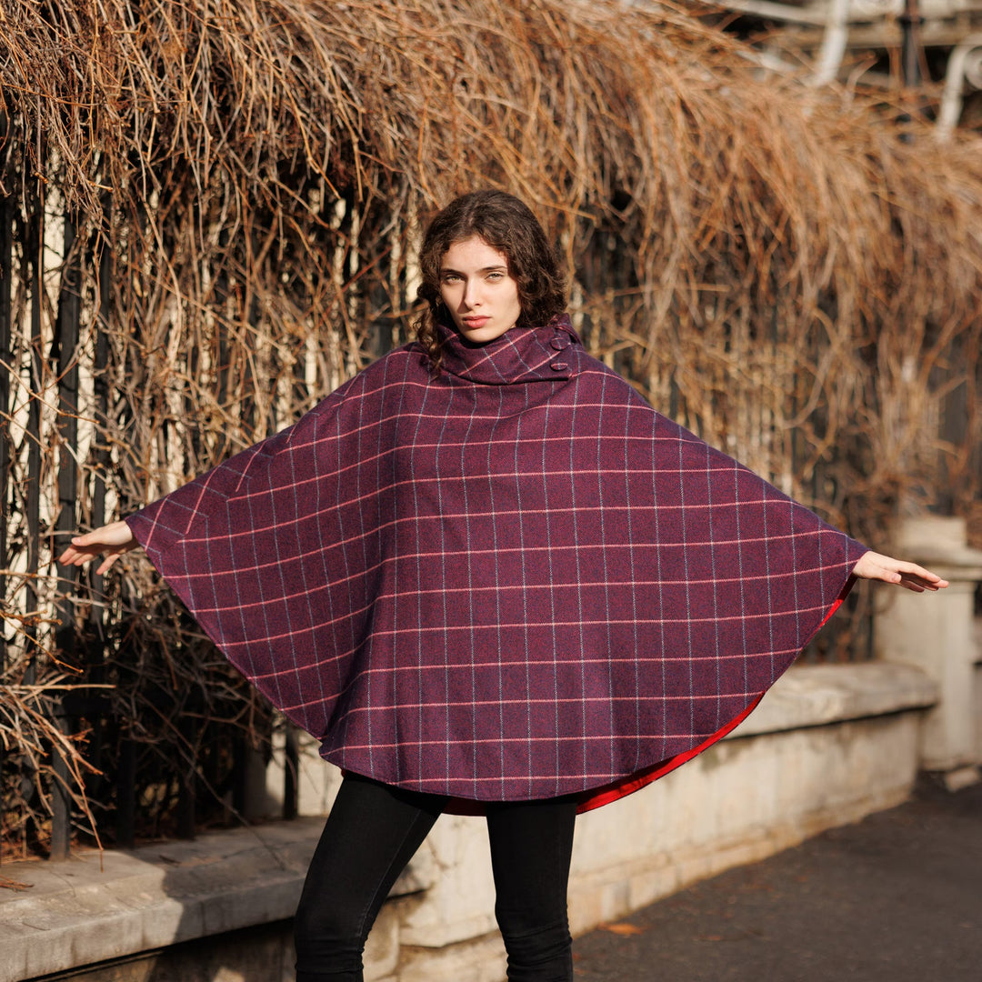 Magenta Blue Plaid Herringbone