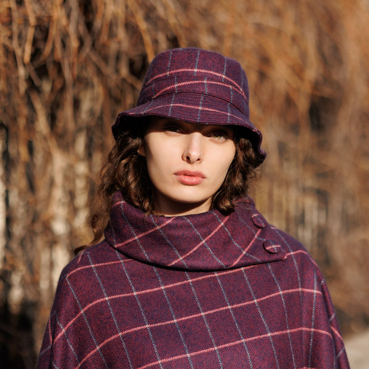 Magenta Blue Plaid Herringbone