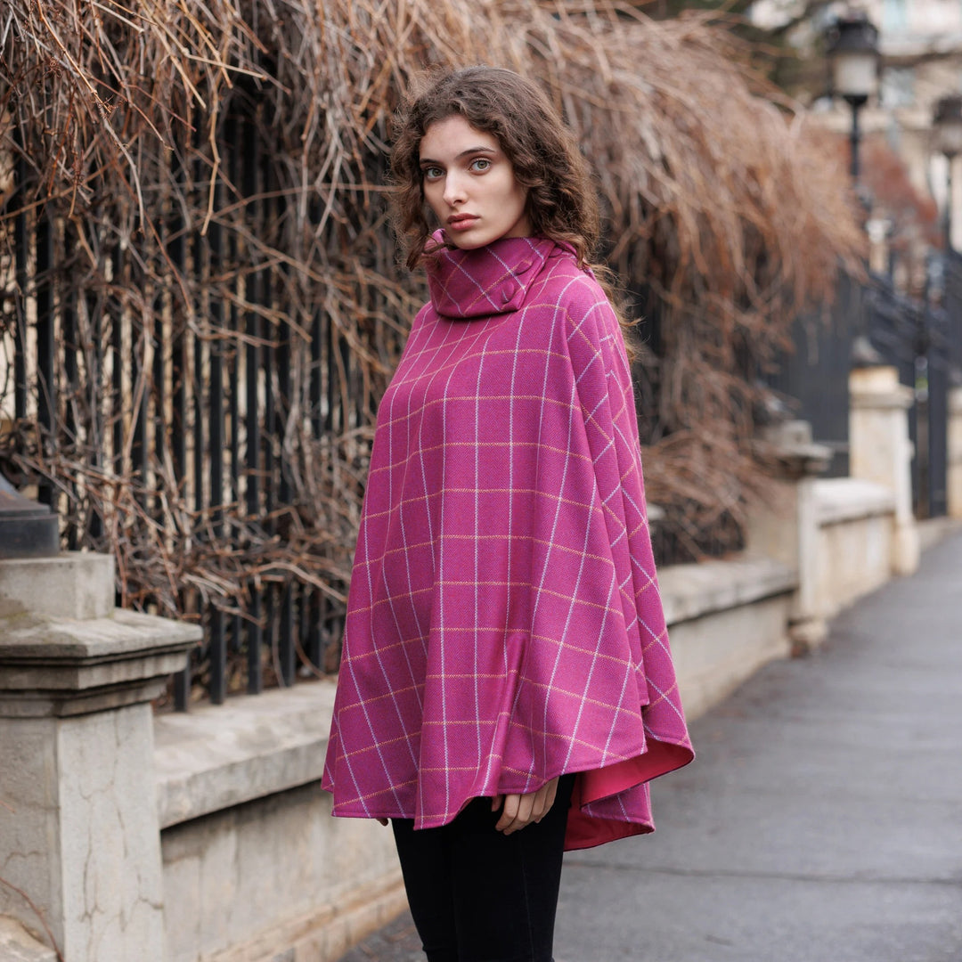 Cerise Blue Plaid Herringbone