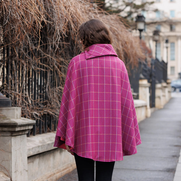 Cerise Blue Plaid Herringbone