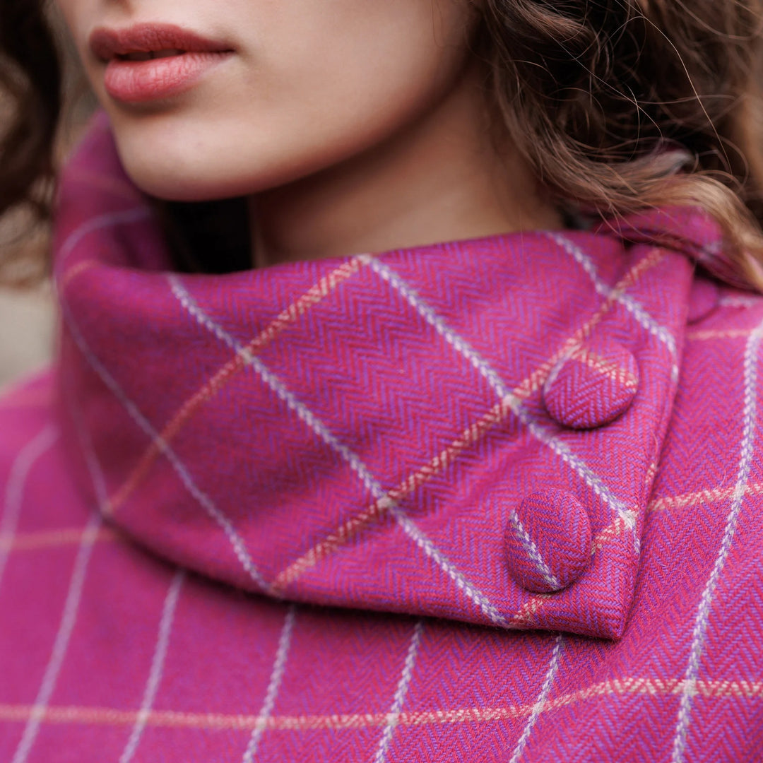 Cerise Blue Plaid Herringbone