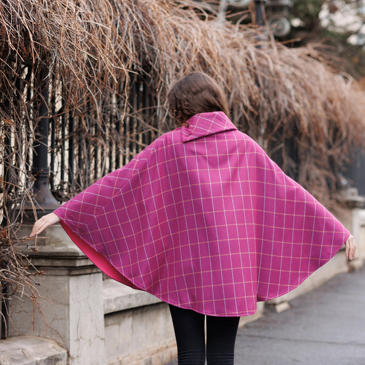 Cerise Blue Plaid Herringbone