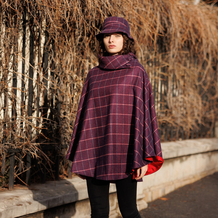 Magenta Blue Plaid Herringbone