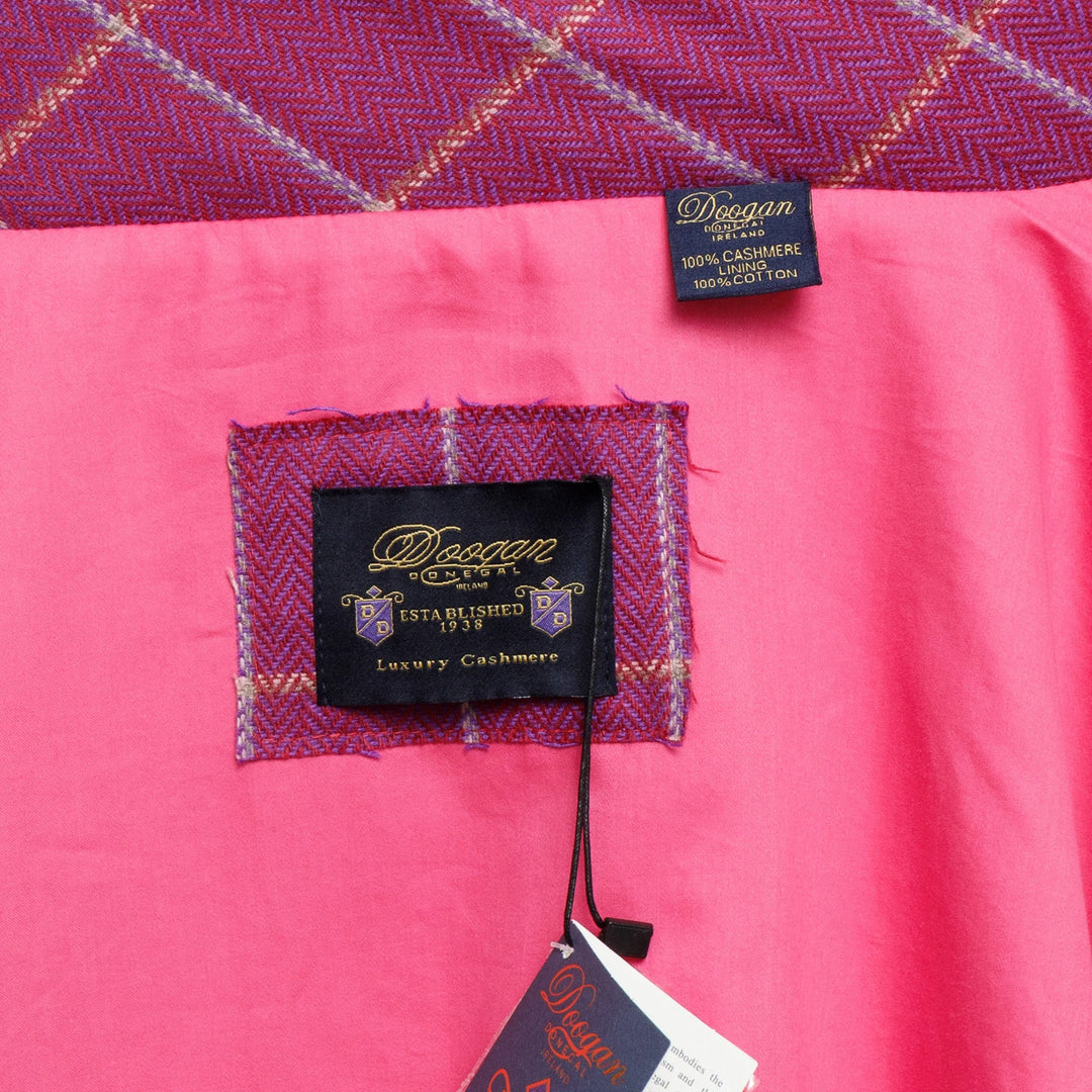 Cerise Blue Plaid Herringbone