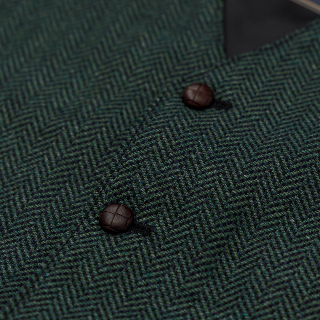 Donegal Irish Black Green Herringbone