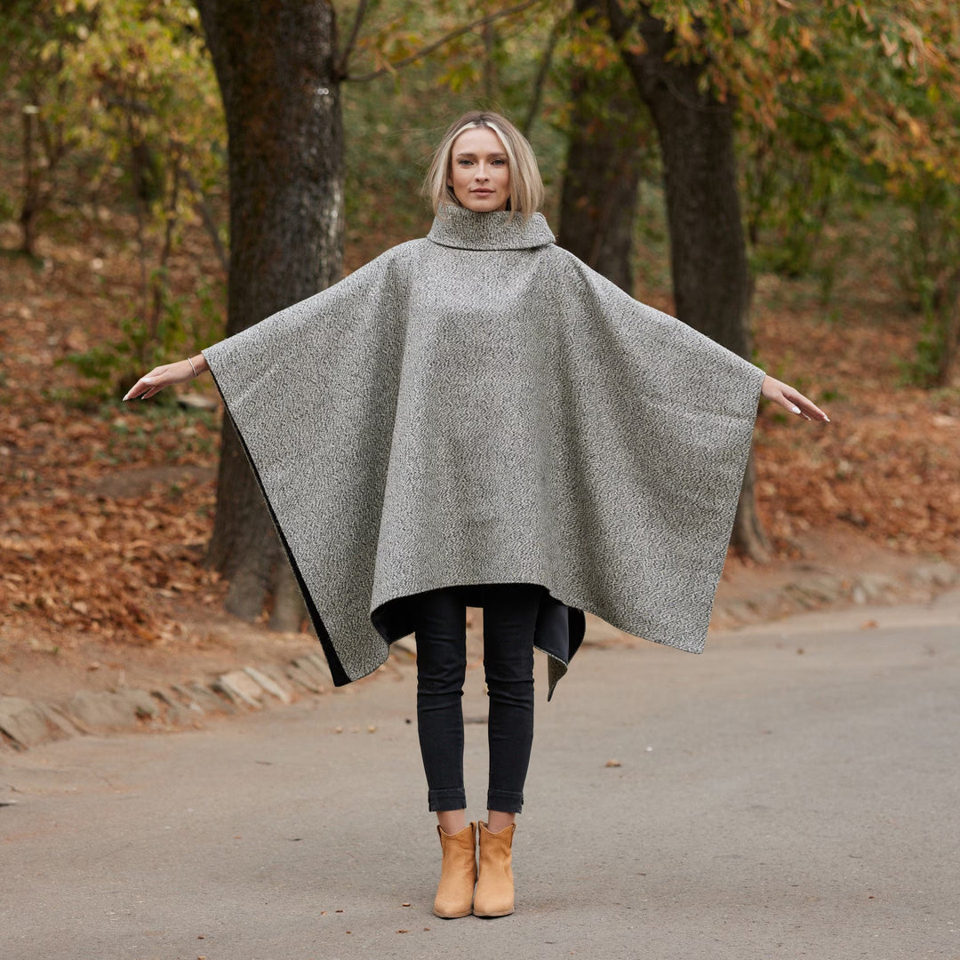 Irish Donegal Tweed Square Collar Cape / Poncho - Extra Long