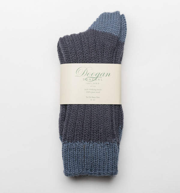 Irish Wool Walking Socks - Navy Blue